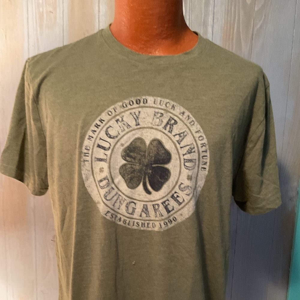 LUCKY BRAND SHAMROCK TEE SHIRT OLIVE NWOT SZ L